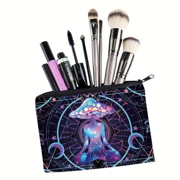 Cosmetic Bag Chakra Mushroom Makeup Travel Organize Toiletry Case Space Trip NEW - Picture 2 of 3